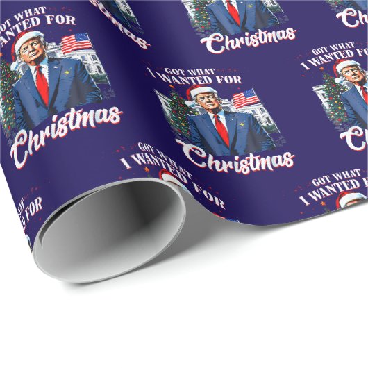 Trump Kerst Blauw Cadeaupapier (Rol Hoek)