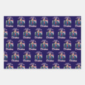 Trump Kerst Blauw Inpakpapier Vel (Voorkant 2)