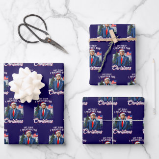 Trump Kerst Blauw Inpakpapier Vel