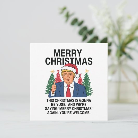 Trump kerst deze kerst wordt gigantisch feestdagenkaart (Staand voorkant)