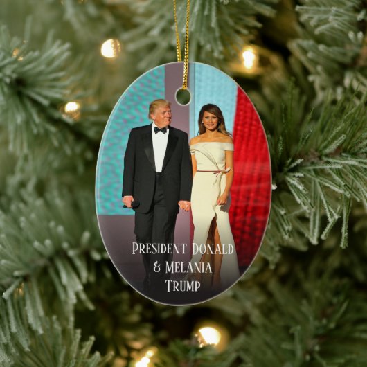 Trump Kerst Elegant Donald en Melania Keramisch Ornament (Boom)