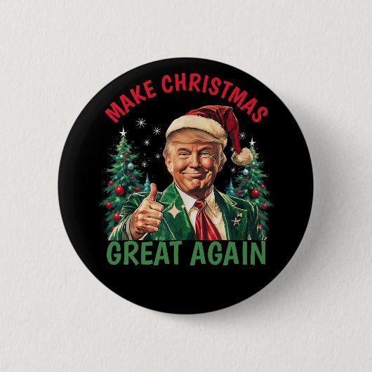 Trump Kerst Knop, Maak Kerstmis Groot Again Ronde Button 5,7 Cm (Voorkant)