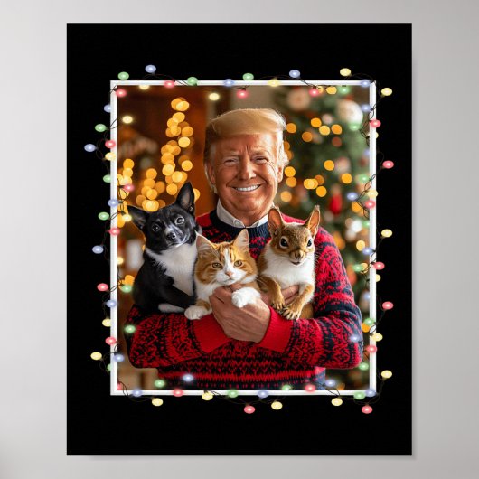 Trump Kerst Trui Kat Hond Eekhoorn Huisdier Lover Poster (Voorkant)