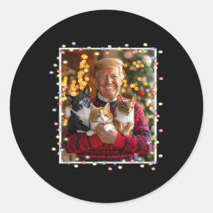 Trump Kerst Trui Kat Hond Eekhoorn Huisdier Lover Ronde Sticker