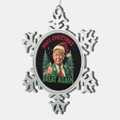 Trump kerst, Trump maakt kerst weer geweldig Tin Sneeuwvlok Ornament (Rechts)