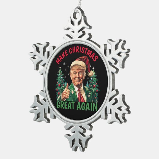 Trump kerst, Trump maakt kerst weer geweldig Tin Sneeuwvlok Ornament (Rechts)