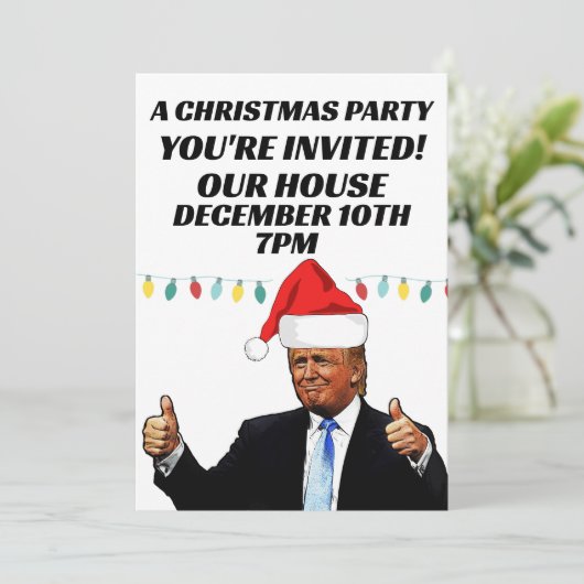 TRUMP KERSTFEEST AANGEPASTE UITNODIGINGEN (Staand voorkant)