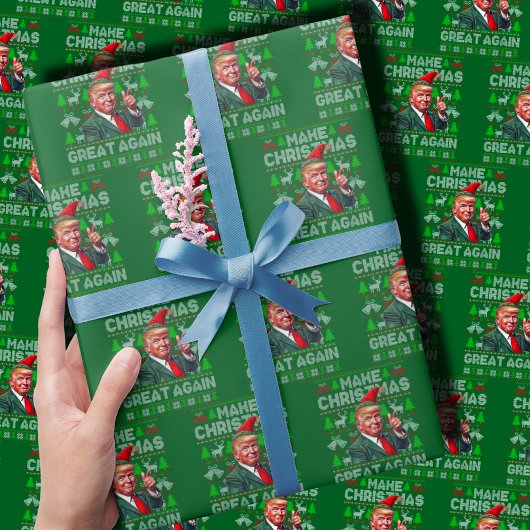 Trump Kerstman Hoed Maak Kerst Weer Groot Groen Cadeaupapier