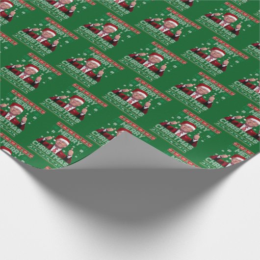 Trump Kerstman Hoed Vrolijk Kerst Lelijke Trui Gro Cadeaupapier (Hoek)