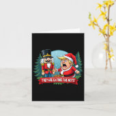 Trump Kerstman Met Notenkraker Ze Eten  Kaart (Gele Bloem)