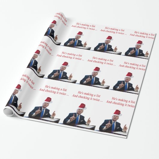 Trump Kerstmis: Hij maakt een lijst Cadeaupapier (Uitgerold)
