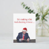 Trump Kerstmis: Hij maakt een lijst Feestdagenkaart (Staand voorkant)
