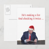 Trump Kerstmis: Hij maakt een lijst Feestdagenkaart (Voorkant / Achterkant)