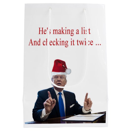Trump Kerstmis: Hij maakt een lijst Medium Cadeauzakje (Achterkant)