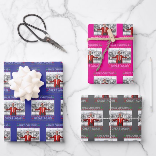 Trump Kerstmis Inpakpapier Vel (Voorkant)