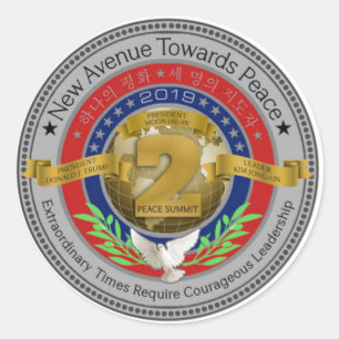 Trump Kim 2 Peace Summit. Ronde Sticker