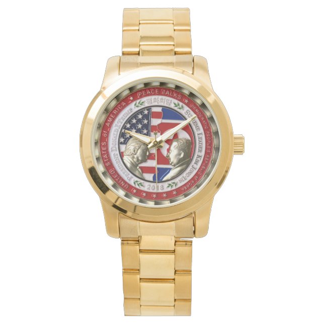Trump & Kim in Singapore - Herdenkingsmunt Horloge (Voorkant)