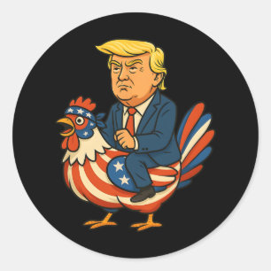 Trump Kippen Jockey Satire - Grappige Politieke Hu Ronde Sticker