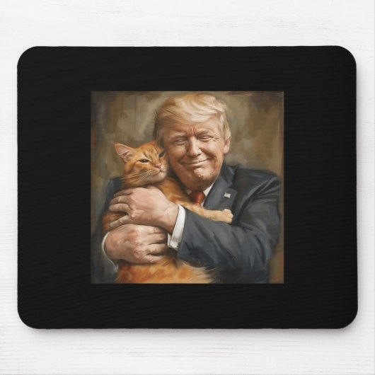Trump knuffelt een Oranje kat 2024 Muismat (Voorkant)