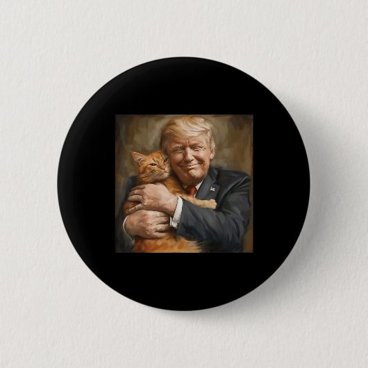Trump knuffelt een Oranje kat 2024 Ronde Button 5,7 Cm (Voorkant)