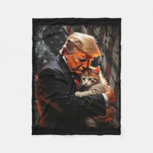 Trump Knuffelt Met Een Oranje Kat 2025 Maak Katten Fleece Deken