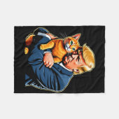 Trump Knuffelt met Oranje Kat Grappige 2025 Verkie Fleece Deken (Voorkant (Horizontaal))