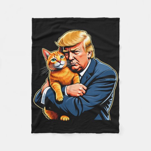 Trump Knuffelt met Oranje Kat Grappige 2025 Verkie Fleece Deken (Voorkant)
