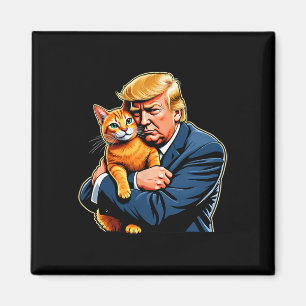 Trump Knuffelt Oranje Cat Funny 2024 Verkiezingsme Magneet
