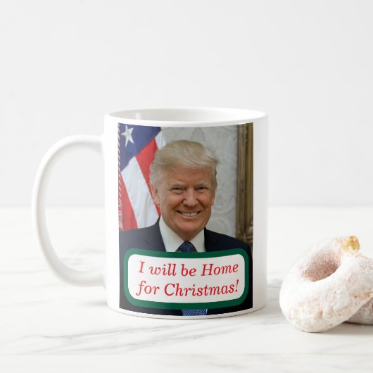 Trump komt naar huis voor kerst koffiemok (Met donut)
