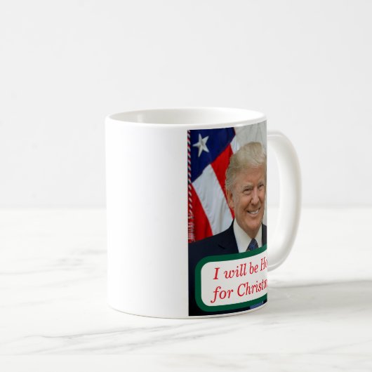Trump komt naar huis voor kerst koffiemok (Voorkant rechts)