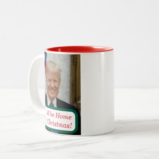 Trump komt naar huis voor Mok met kerstkoffie (Voorkant links)