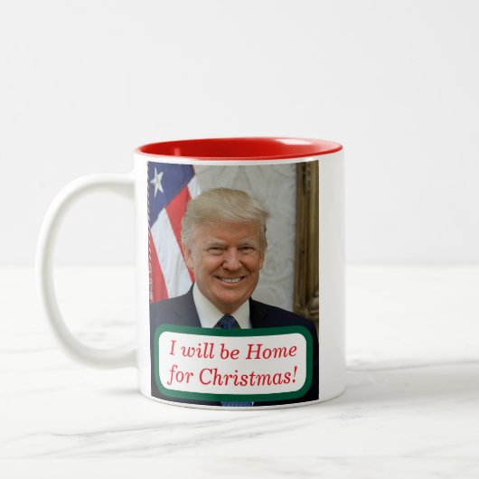 Trump komt naar huis voor Mok met kerstkoffie (Links)