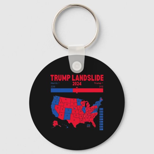 Trump Landslide 2024 Electoral Map 312 Winnende ka Sleutelhanger (Voorkant)