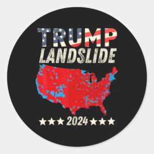 Trump Landslide 2024 electorale kaart Steun Trump  Ronde Sticker