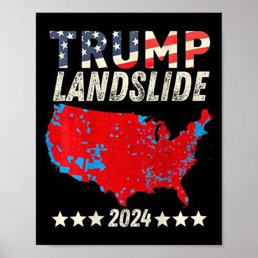 Trump Landslide 2024 Verkiezingskaart Trump Winnaa Poster (Voorkant)