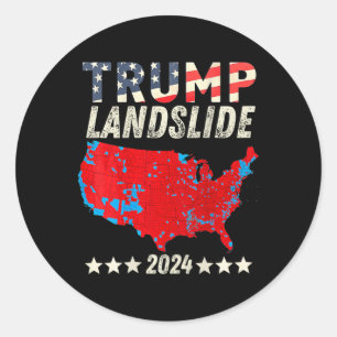 Trump Landslide 2024 Verkiezingskaart Trump Winnaa Ronde Sticker