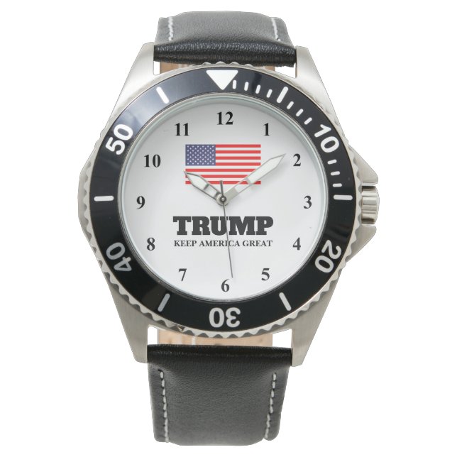 Trump lederen bandhorloge Keep America Great Horloge (Voorkant)