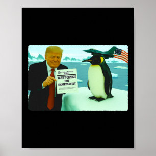 Trump legt tarief op pinguïn op - ironische politi poster