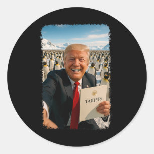 Trump legt tarief op voor pinguïn ironische politi ronde sticker