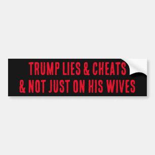 TRUMP LIEGT & BEDRIEGT & NIET ALLEEN OP ZIJN VROUW BUMPERSTICKER