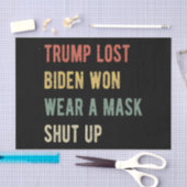 Trump Lost Biden Won Draag een masker Tissuepapier (Craft)