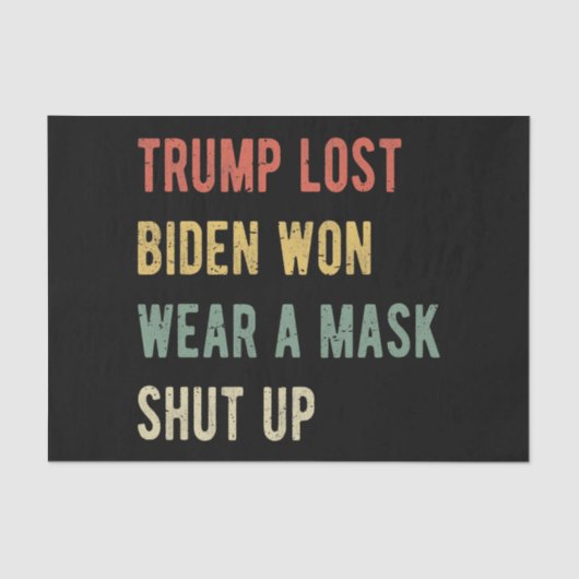 Trump Lost Biden Won Draag een masker Tissuepapier (Voorkant)