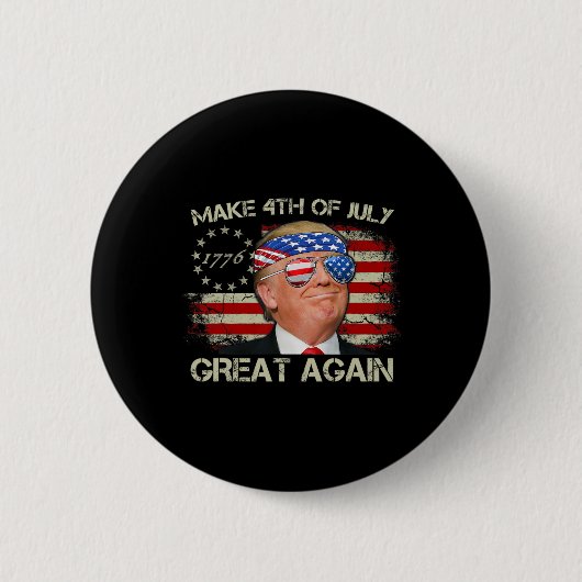 Trump Maak 4 juli weer groot 47e president Ronde Button 5,7 Cm (Voorkant)