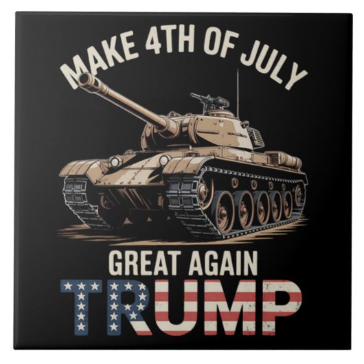 Trump Maak 4 juli weer groot met het leger Tegeltje (Voorkant)