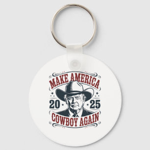 Trump Maak Amerika 2025 Cowboy Weer Grappig Vintag Sleutelhanger