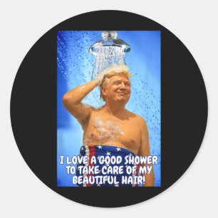 Trump maakt douches weer geweldig grappig citaat m ronde sticker