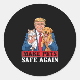 Trump Maakt Huisdieren Weer Veilig Grappige Kat En Ronde Sticker