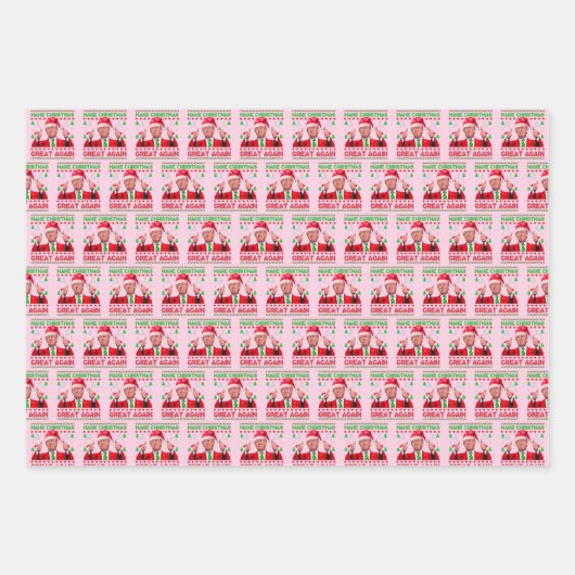 Trump maakt kerst weer geweldig, goudblauw en roze inpakpapier vel (Voorkant 2)