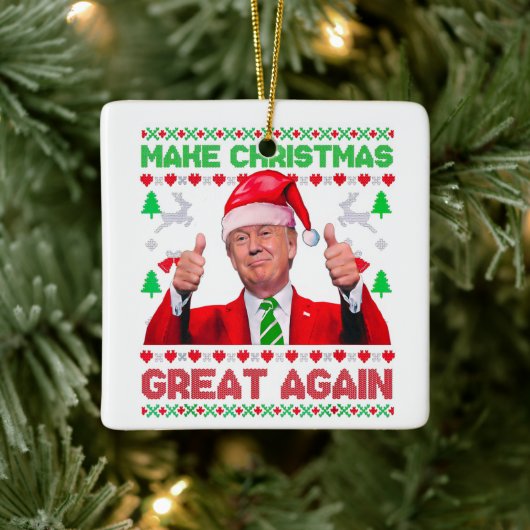Trump maakt kerst weer geweldig keramisch ornament (Boom)
