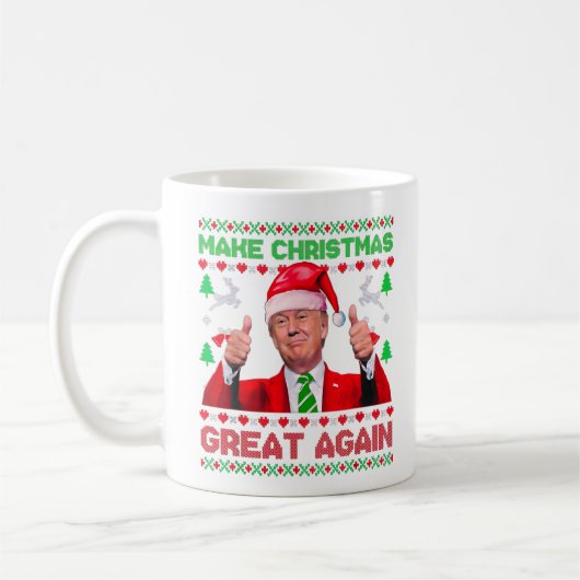Trump maakt weer kerstcadeau koffiemok (Links)